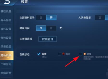 王者荣耀如何隐身上线