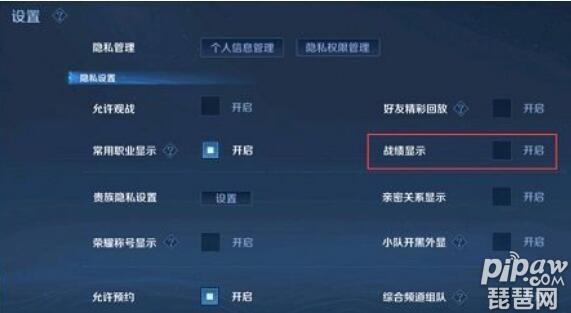 王者荣耀怎么隐藏战绩